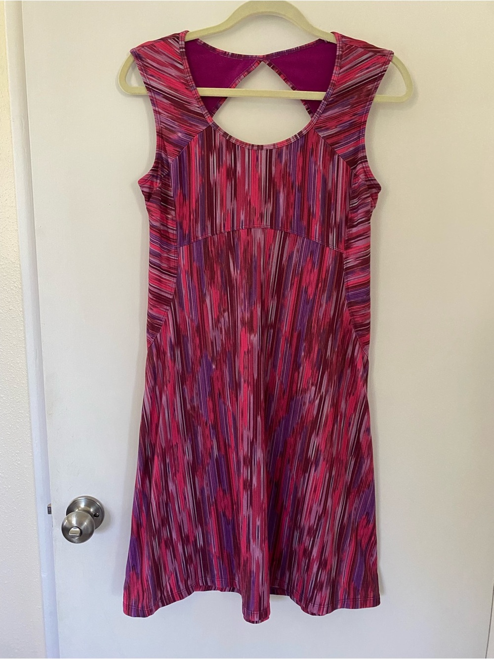 Prana Active Dress Pink & Purple Striped Midi Size Small